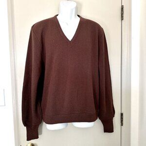 VINTAGE MENS ARNOLD PALMER ROBERT BRUCE V NECK SWEATER BROWN SIZE: L